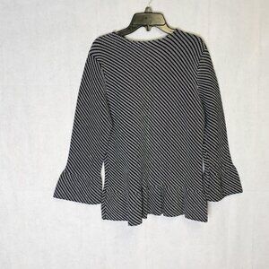 Ann Taylor Round Neck Bell Sleeve Career Peplum Knit Top Pullover Sweater Medium